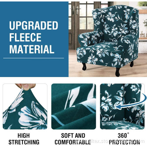 1 Piece Wing back Chair Slipcover Floral Printed